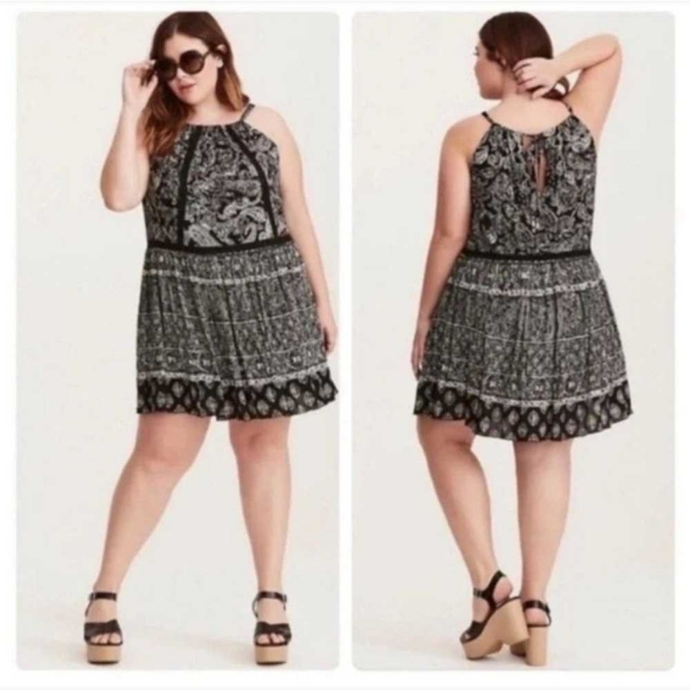 Torrid insider collection women mini dress Gauze paisley print halter 0 Beach